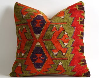 gypsy pillow, bohemian pillow, boho pillow, kilim pillow case