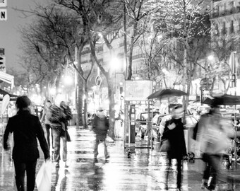 Paris City Street Night Life Photo Print France French