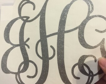 Glitter Monogram Car Decal Sticker