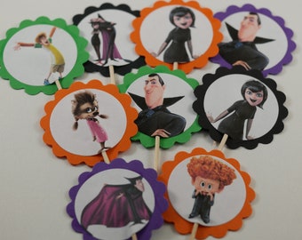 SALE set of 12 cupcake picks, Hotel Transylvania, Birthday cupcake toppers, Birthday cupcake picks, Hotel Transylvania cupcake picks
