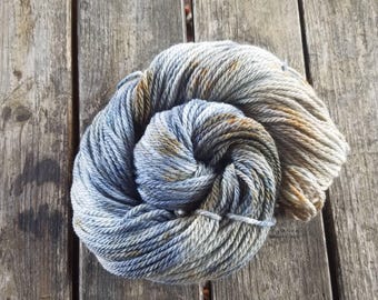 100% Wool, Worsted Weight, Hand dyed yarn - Rocky Shore, Speckle yarn, Blue and brown yarn, ocean colors, beach theme