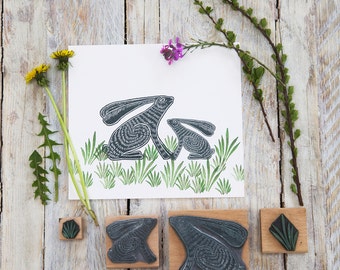 Sitting Hare Rubber Stamp