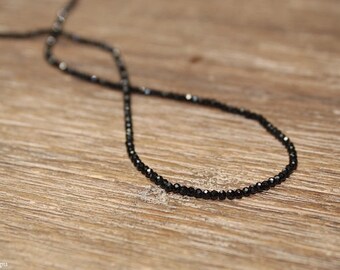 Dainty Black Spinel Necklace, Black Spinel Jewelry, Minimalist, Beaded, Stacking, Layering Necklace