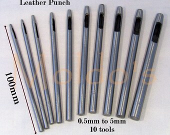 Punch Leather 10 Set Hole Hollow plastic belt steel punching kit hand tool .