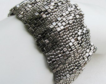 Corrugated Steel Peyote Cuff