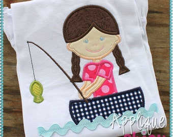 Fishing Boat Girl Applique Design Ric Rac