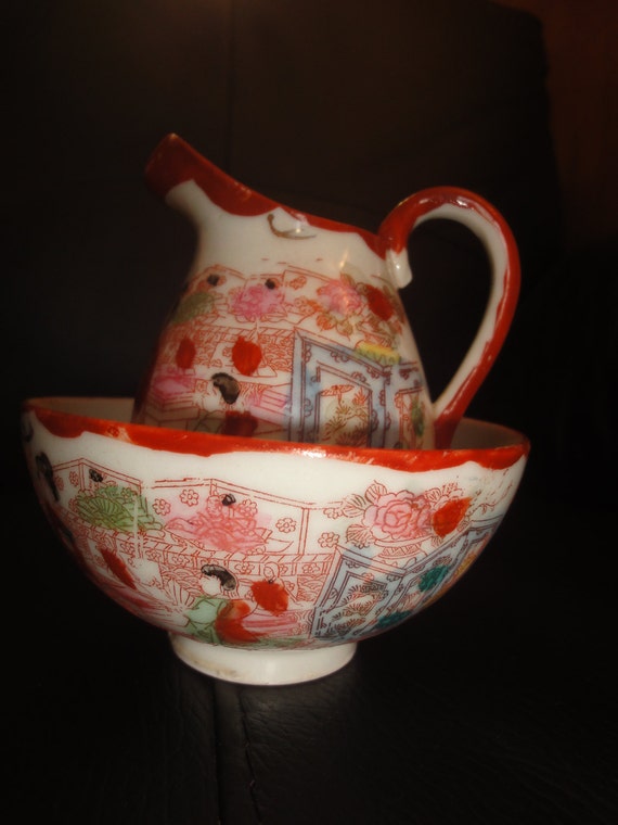 cute japanese jug & bowl jug size 9cm bowl size dia 10cm
