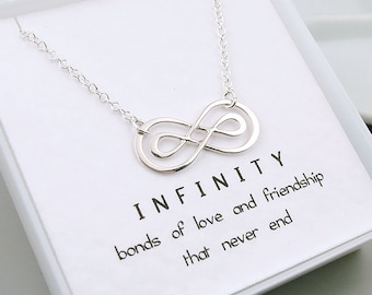 Double Infinity Necklace, Sterling Silver, Infinity Friendship Necklace, Best Friends, Sisters