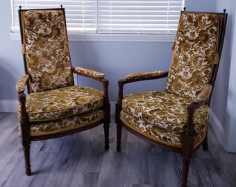 Retro floral Mid Century Chairs Pair