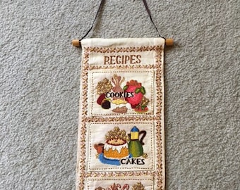 Fabric Embroidered Recipe Holder