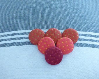 SET OF 6 BUTTONS IN 3 DIFFERENT COLORS COTTON