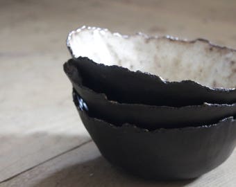 Rustic Ceramic cereal bowl Bowl black Pottery