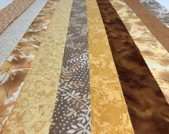 Jelly Roll Yellow Gold Neutral Quilt Strips, Leaves - 2.5 inch wide, 20 strips each roll - Supplied by ArtisticF