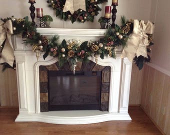 Christmas Garland. Jewelled Ribbon, Cordless, Artificial, 50 LED light, Timer, Garland, Swags, Christmas Wreath, Battery Operated