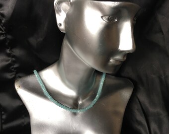 Natural Myanmar Emerald Abacus Necklace • soft shades of Aquamarine. 2-4mm 18 inches long