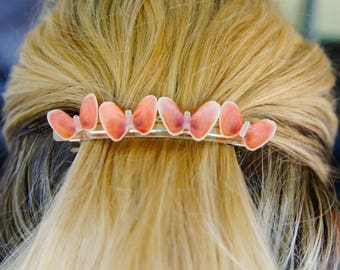 Butterfly Coquina shell hair accessories ~ hair barrette ~ beach jewelry ~ ocean style ~ mermaid ~ wedding ~ bridesmaid ~ music festival