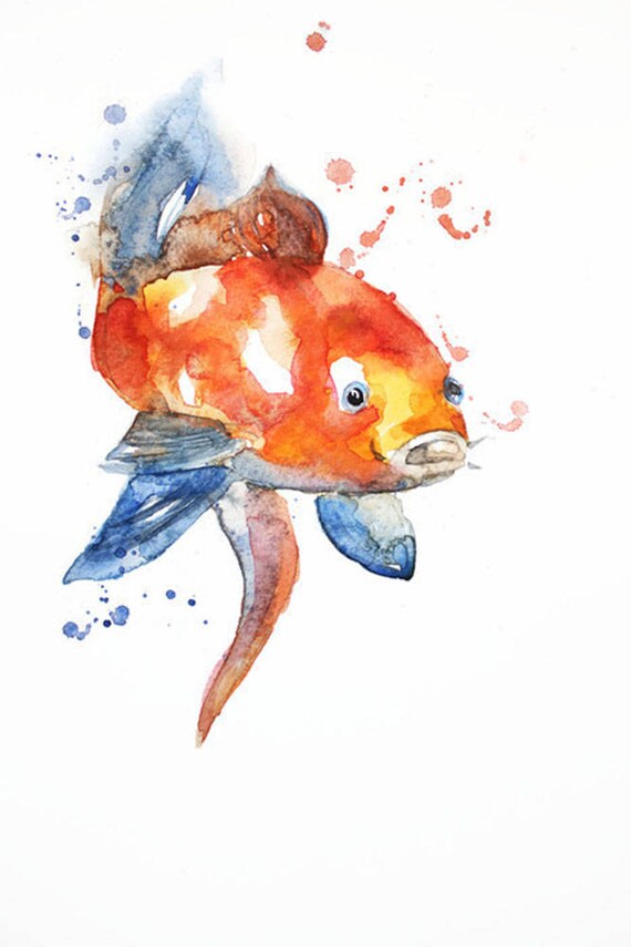 Original Watercolor Painting Koi Fish Gold Fish for children