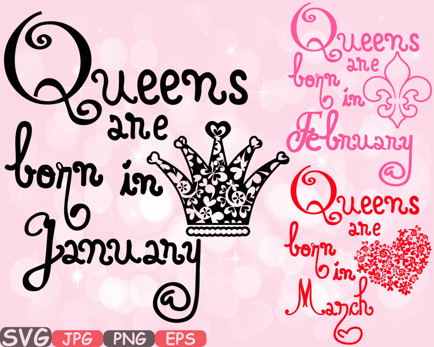 Download Queens are born in January February March Silhouette SVG Love