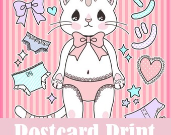 Pink Panties Kitty Postcard