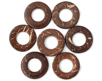 20pc - Donuts hoops 20mm 4558550001269 Brown coconut wood beads