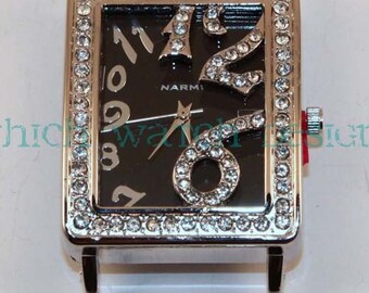 Rectangle Bling.. Fancy Large Rectangle Interchangeable, Solid Bar Watch Face, Rhinestones