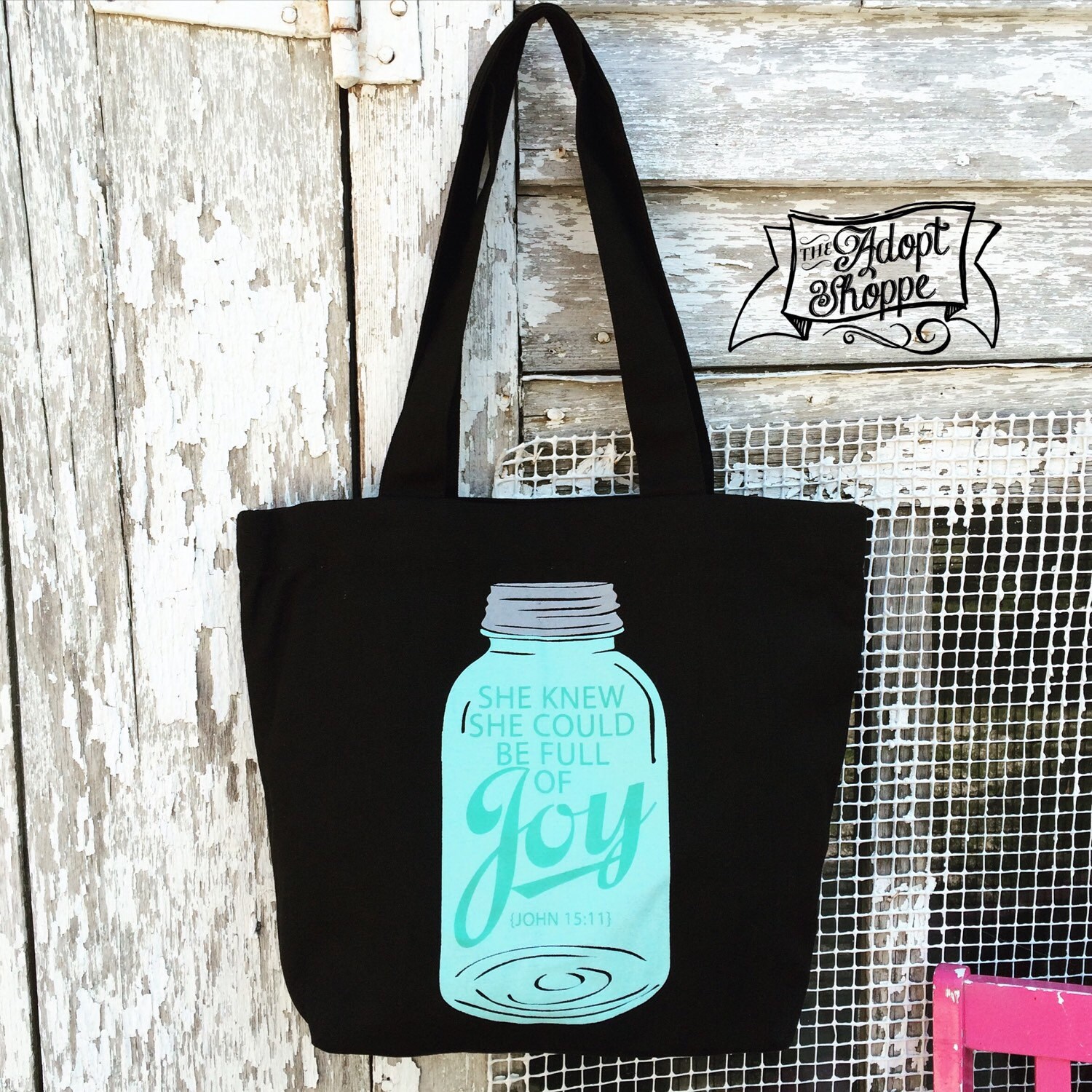 full of joy mason jar tote bag