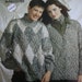 Turtleneck Knitting Pattern Cardigan Sweater Patons 1138 Argyle Size 30 - 44 Inches 76 - 112 cm Women Men Aran Yarn Paper Original NOT a PDF