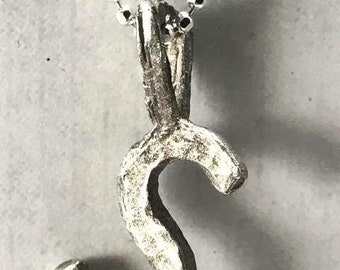 Sterling silver small lowercase letter pendant with 1 diamond