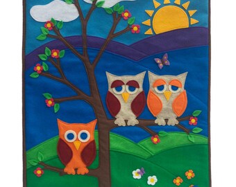 Little Owl Wall Hanging Appliqued Eco-Felt Banner - The Making of a Hokie