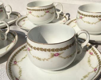 Z.S. & Co. Teacups and Saucers (5), 1888-1918 (Zeh, Scherzer, and Company)