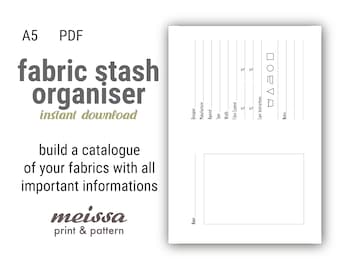 A5 Fabric Stash Organizer printable insert