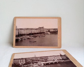 Set of Two Very Old Panoramic Photographs of the City of Hamburg from the Late 19th Century.