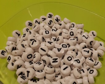 BLACK ALPHABET BEADS x 100 pcs