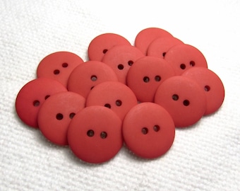 Holiday Red: 3/4" (19mm) Matte Red Buttons - Set of 15 New / Unused Matching Buttons