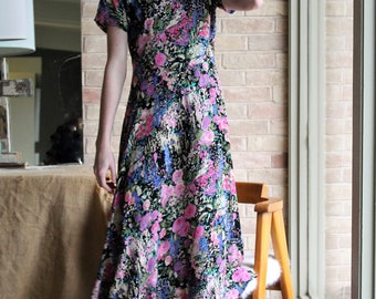 Short Sleeve Midi Dress Women | Rabbit Designs, Small, Short Sleeve Midi Dress, Summer Midi Dress Women, Flower Dress Women, Flower Dress