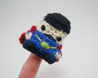 Crocheted Dr Strange Finger Puppet from the Avengers