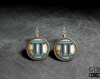 Gemini Astrology Earrings Gemini Dangles - Gemini Gift Earrings Gemini Present Earrings - Gemini Birthday Earrings Gemini Keepsake Jewelry