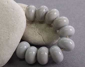 Pearl Grey, Lampwork Spacer Beads, SRA, UK