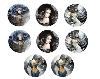 0.79 inch, lot of 8 "fairy women"