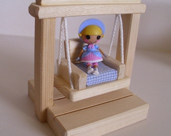 Wooden Toy Small Swing, Doll Swing Set, Dollhouse Accessory, Handmade Wood Waldorf toy, Kids Birthday gift, Jacobs Wooden Toys