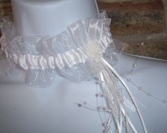 Bridal white satin and organza flowers