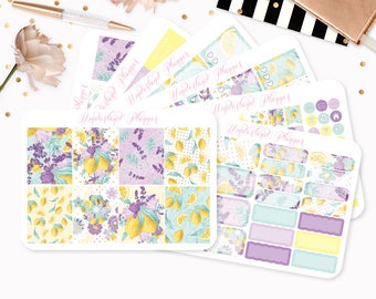Lemons & Lemonade - Sticker Kit or A La Carte Sheets - Summer Fruit Themed Planner Weekly Kit - 180+ Stickers Erin Condren Vertical Planner
