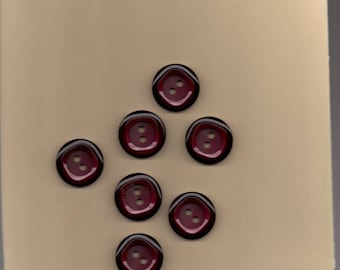 Seven square buttons 3cm bordeaux o rounded corners