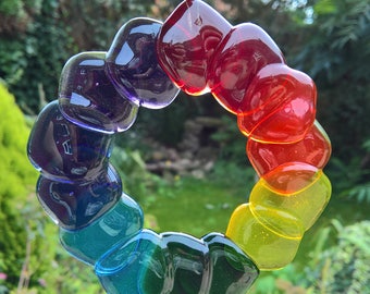 Fused Glass Rainbow Colours Suncatcher
