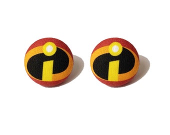 Pixar Pals Collection "The Incredibles" Incredibles Inspired Fabric Button Earrings