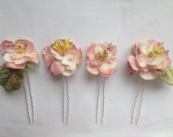 Pink Carabella Rose Hairpins