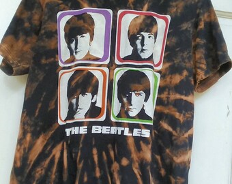 The Beatles - Reversed Tie Dye by bleach - Adult Large