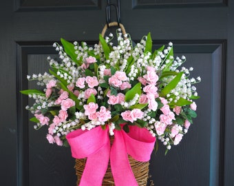 spring wreaths summer wreaths for front door wreaths white lily of the valley Mother's day gifts decorations vases floral container
