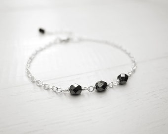 Small chain bracelet minimalist bracelet metallic grey bead bracelet sparkly bracelet for women