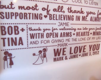 Parent Wedding Gift--Thank You Platter from Bride and Groom RUSH LISTING